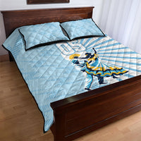Personalized Uruguay Soccer Quilt Bed Set Cultural Dance Drums Sun Emblem Dynamic Flag