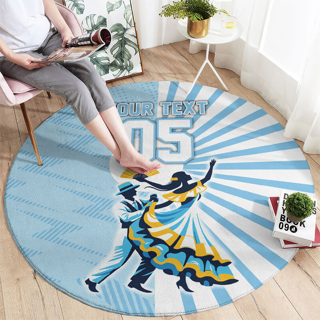 Personalized Uruguay Soccer Round Carpet Cultural Dance Drums Sun Emblem Dynamic Flag