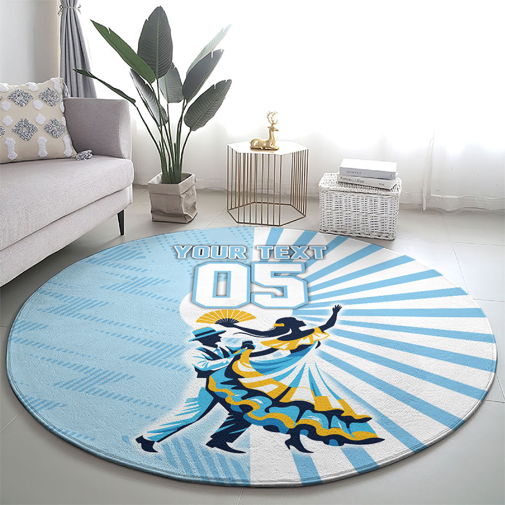 Personalized Uruguay Soccer Round Carpet Cultural Dance Drums Sun Emblem Dynamic Flag