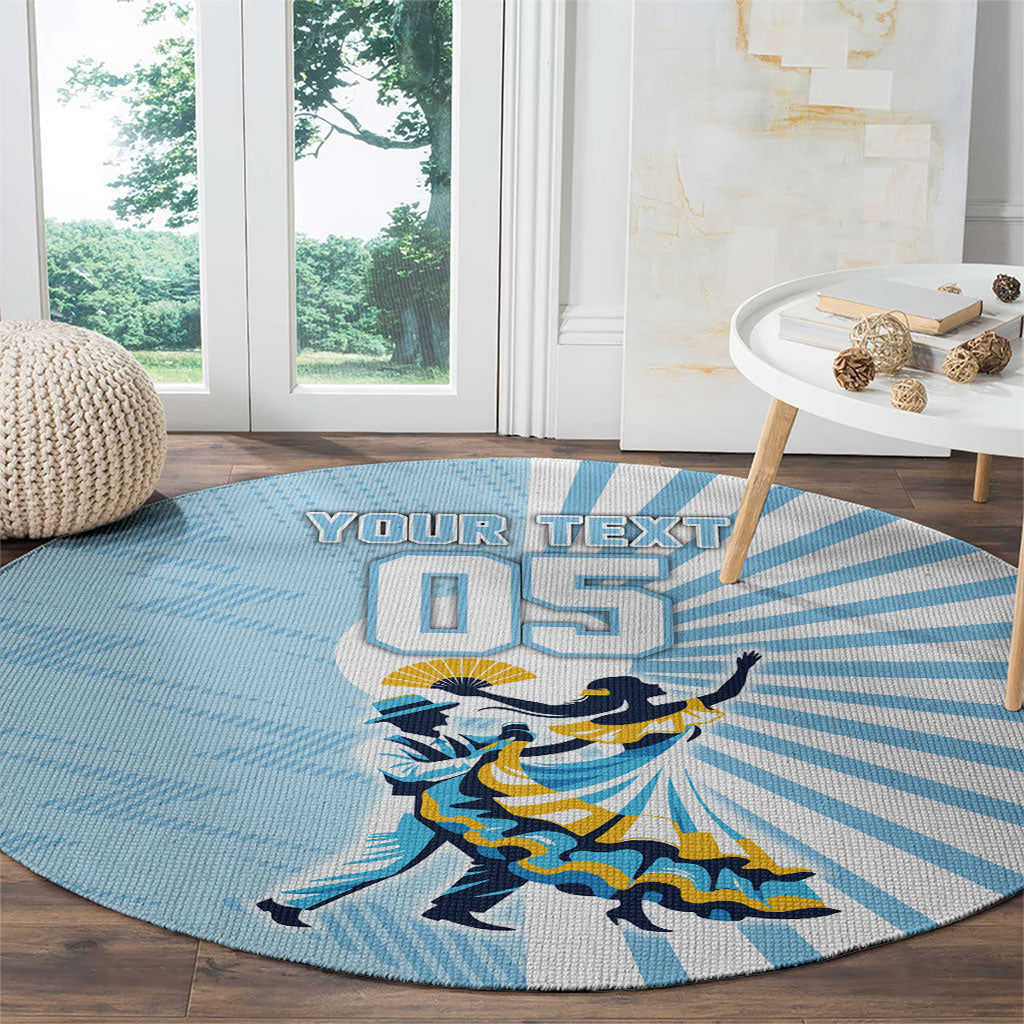 Personalized Uruguay Soccer Round Carpet Cultural Dance Drums Sun Emblem Dynamic Flag