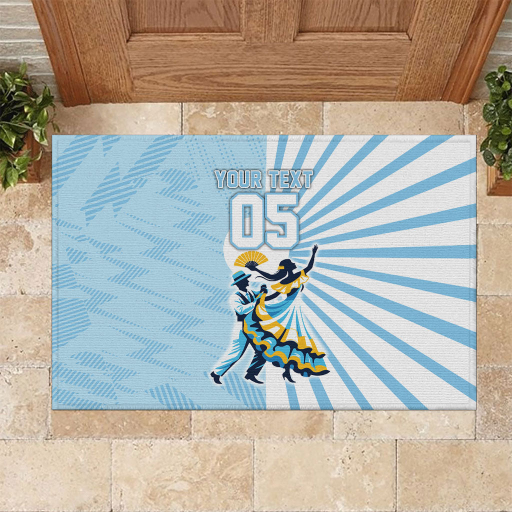 Personalized Uruguay Soccer Rubber Doormat Cultural Dance Drums Sun Emblem Dynamic Flag