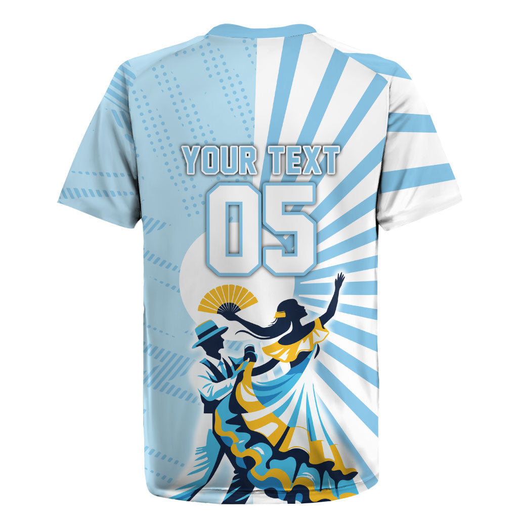 Personalized Uruguay Soccer Rugby Jersey Cultural Dance Drums Sun Emblem Dynamic Flag