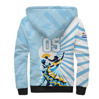 Personalized Uruguay Soccer Sherpa Hoodie Cultural Dance Drums Sun Emblem Dynamic Flag
