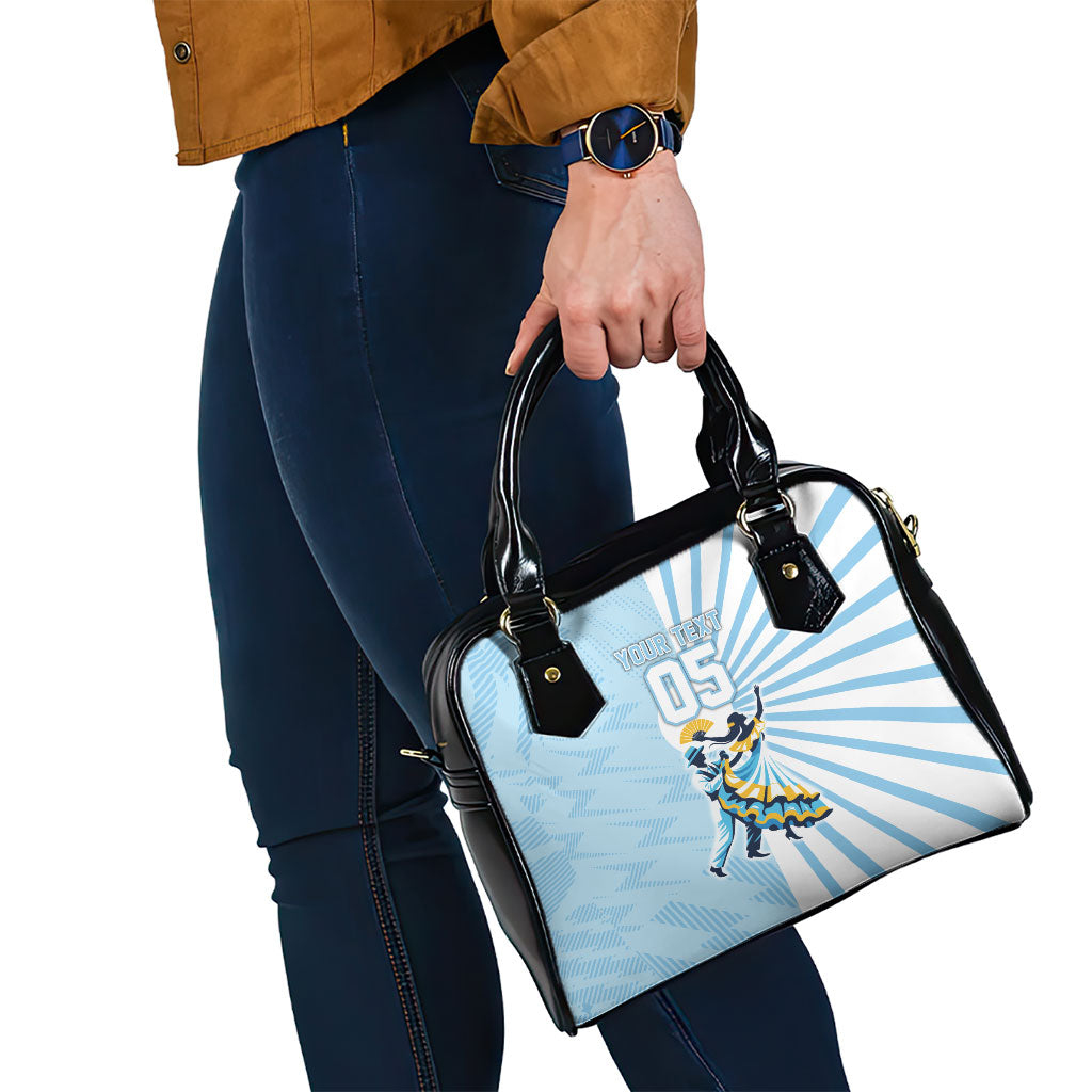 Personalized Uruguay Soccer Shoulder Handbag Cultural Dance Drums Sun Emblem Dynamic Flag