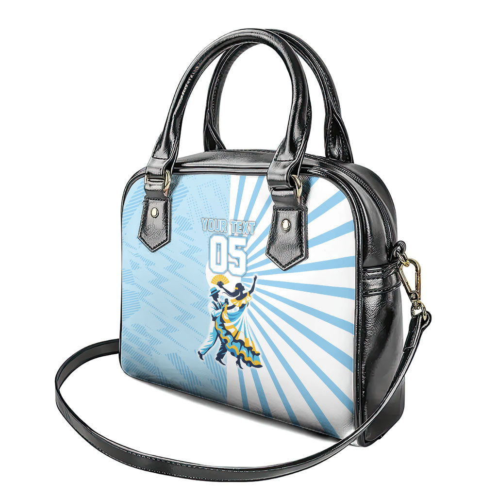 Personalized Uruguay Soccer Shoulder Handbag Cultural Dance Drums Sun Emblem Dynamic Flag