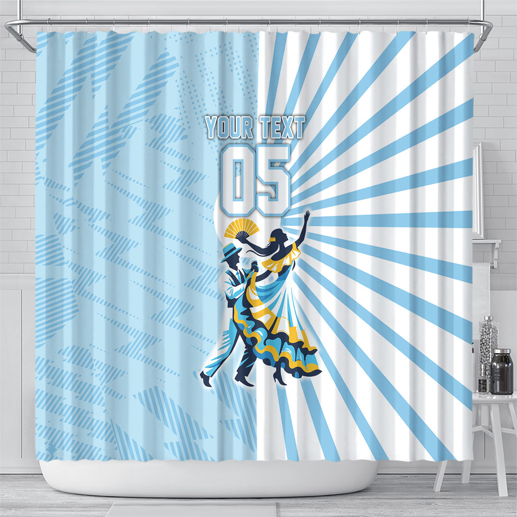 Personalized Uruguay Soccer Shower Curtain Cultural Dance Drums Sun Emblem Dynamic Flag