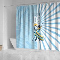 Personalized Uruguay Soccer Shower Curtain Cultural Dance Drums Sun Emblem Dynamic Flag