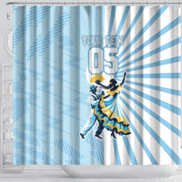 Personalized Uruguay Soccer Shower Curtain Cultural Dance Drums Sun Emblem Dynamic Flag