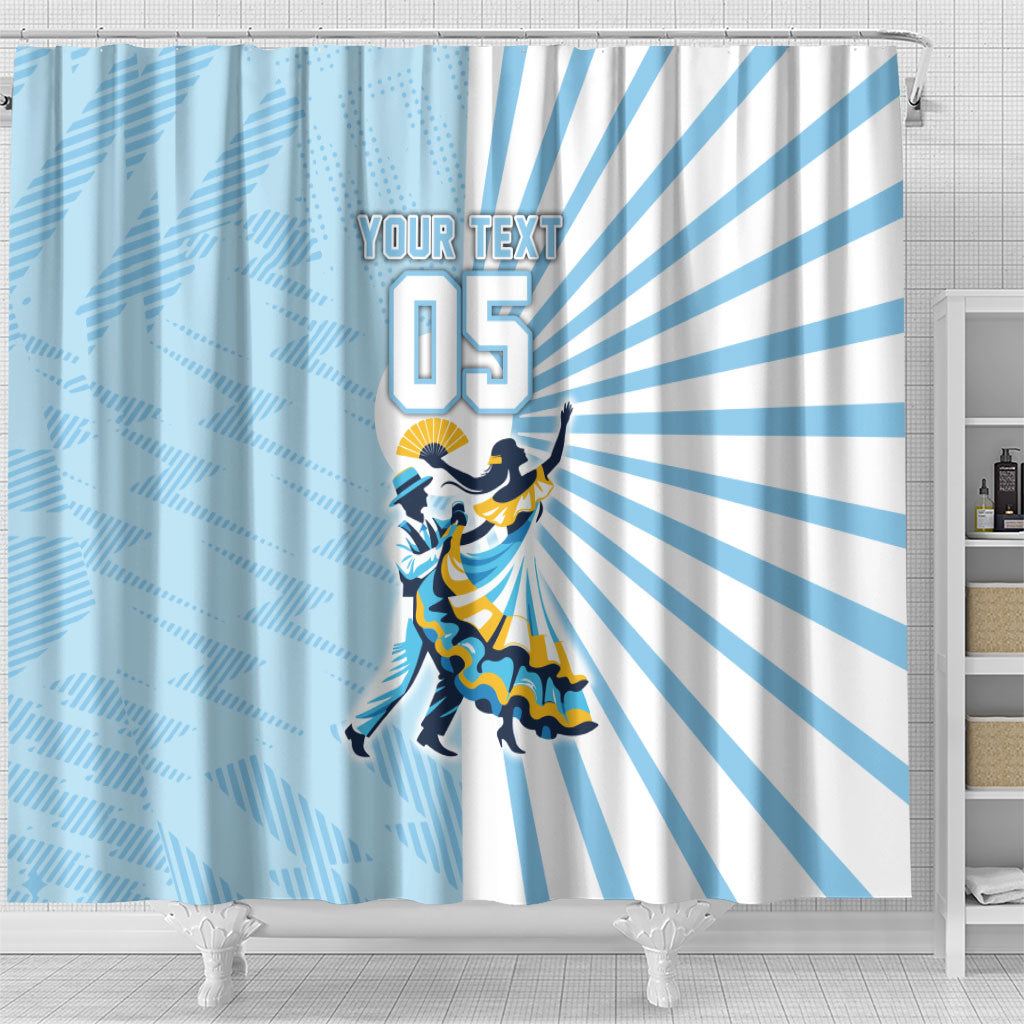Personalized Uruguay Soccer Shower Curtain Cultural Dance Drums Sun Emblem Dynamic Flag