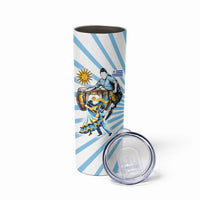 Personalized Uruguay Soccer Skinny Tumbler Cultural Dance Drums Sun Emblem Dynamic Flag