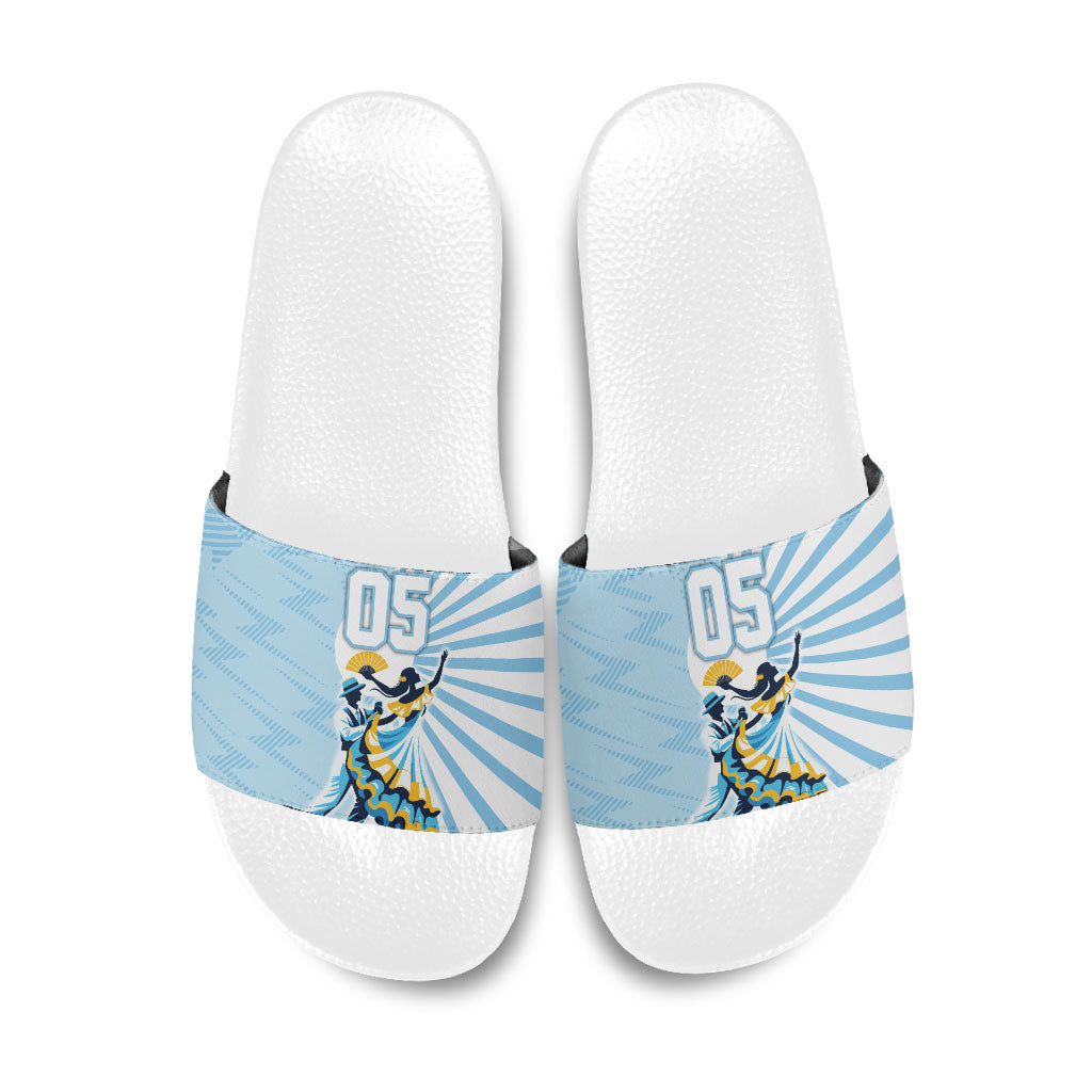 Personalized Uruguay Soccer Slide Sandals Cultural Dance Drums Sun Emblem Dynamic Flag
