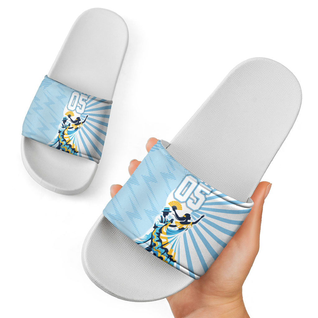 Personalized Uruguay Soccer Slide Sandals Cultural Dance Drums Sun Emblem Dynamic Flag