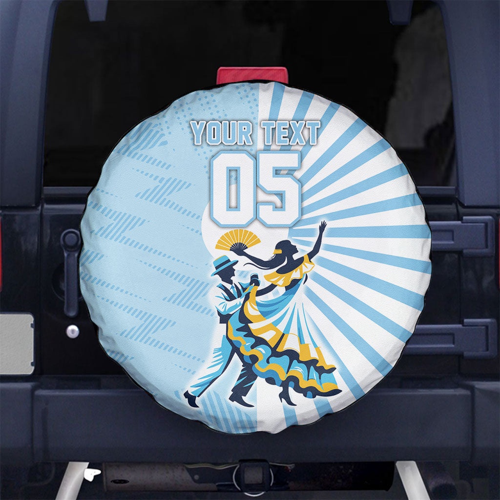 Personalized Uruguay Soccer Spare Tire Cover Cultural Dance Drums Sun Emblem Dynamic Flag