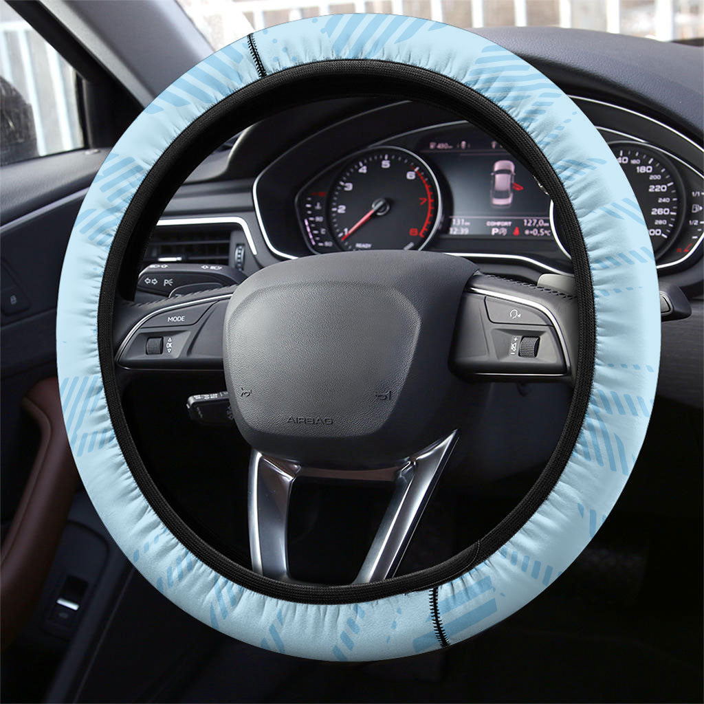 Uruguay Soccer Steering Wheel Cover Cultural Dance Drums Sun Emblem Dynamic Flag
