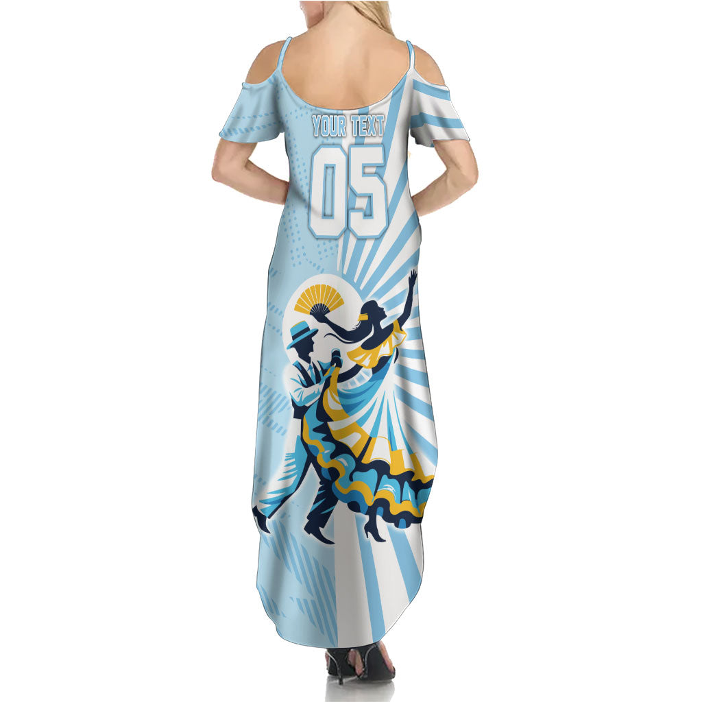 Personalized Uruguay Soccer Summer Maxi Dress Cultural Dance Drums Sun Emblem Dynamic Flag