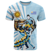 Personalized Uruguay Soccer T Shirt Cultural Dance Drums Sun Emblem Dynamic Flag
