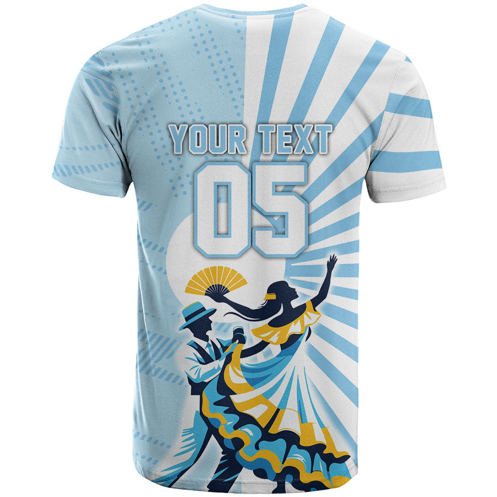 Personalized Uruguay Soccer T Shirt Cultural Dance Drums Sun Emblem Dynamic Flag