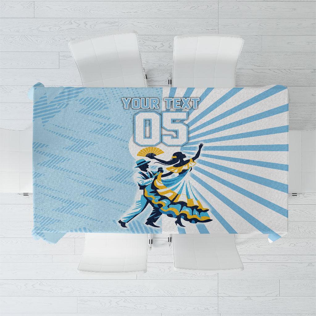 Personalized Uruguay Soccer Tablecloth Cultural Dance Drums Sun Emblem Dynamic Flag