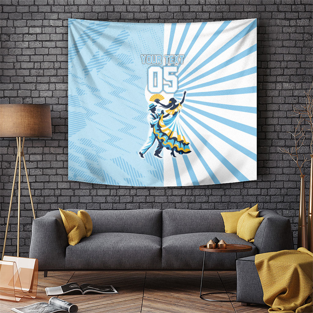 Personalized Uruguay Soccer Tapestry Cultural Dance Drums Sun Emblem Dynamic Flag