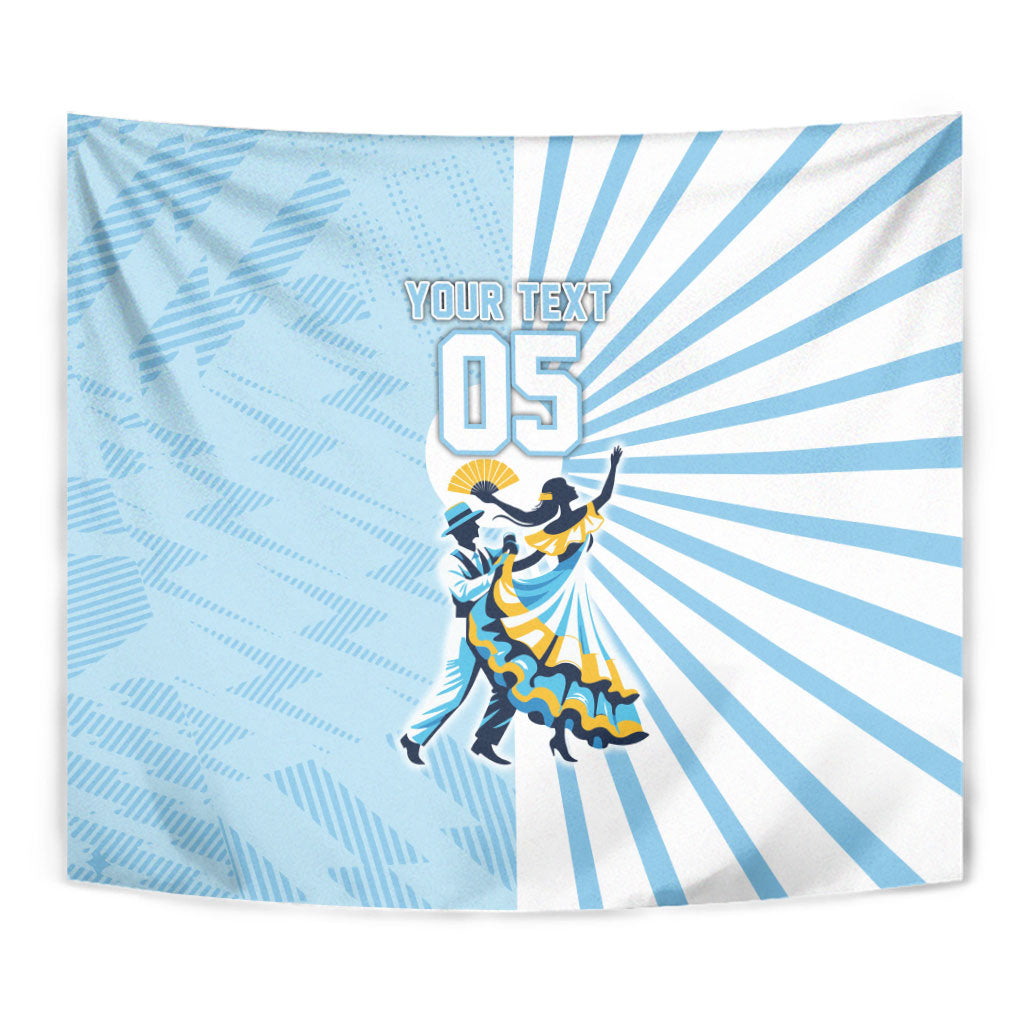 Personalized Uruguay Soccer Tapestry Cultural Dance Drums Sun Emblem Dynamic Flag