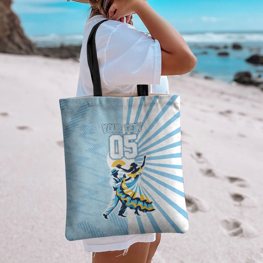 Personalized Uruguay Soccer Tote Bag Cultural Dance Drums Sun Emblem Dynamic Flag