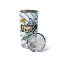 Personalized Uruguay Soccer Tumbler Cup Cultural Dance Drums Sun Emblem Dynamic Flag