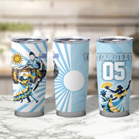 Personalized Uruguay Soccer Tumbler Cup Cultural Dance Drums Sun Emblem Dynamic Flag