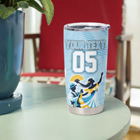 Personalized Uruguay Soccer Tumbler Cup Cultural Dance Drums Sun Emblem Dynamic Flag