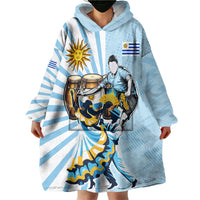 Personalized Uruguay Soccer Wearable Blanket Hoodie Cultural Dance Drums Sun Emblem Dynamic Flag