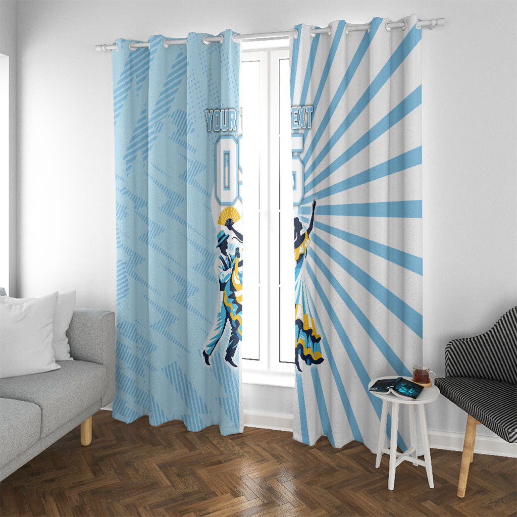 Personalized Uruguay Soccer Window Curtain Cultural Dance Drums Sun Emblem Dynamic Flag