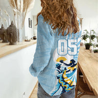 Personalized Uruguay Soccer Women Casual Shirt Cultural Dance Drums Sun Emblem Dynamic Flag