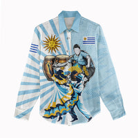 Personalized Uruguay Soccer Women Casual Shirt Cultural Dance Drums Sun Emblem Dynamic Flag