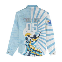 Personalized Uruguay Soccer Women Casual Shirt Cultural Dance Drums Sun Emblem Dynamic Flag