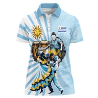Personalized Uruguay Soccer Women Polo Shirt Cultural Dance Drums Sun Emblem Dynamic Flag