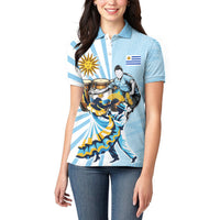 Personalized Uruguay Soccer Women Polo Shirt Cultural Dance Drums Sun Emblem Dynamic Flag