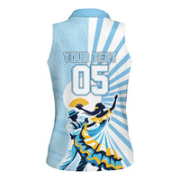 Personalized Uruguay Soccer Women Sleeveless Polo Shirt Cultural Dance Drums Sun Emblem Dynamic Flag