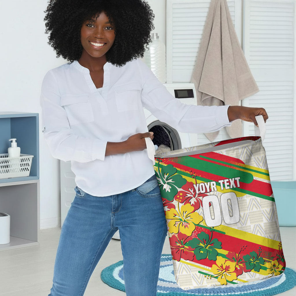 Personalized Ghana Football Laundry Basket Soccer Player Kick - Floral Hibiscus