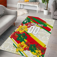 Personalized Ghana Football Area Rug Soccer Player Kick - Floral Hibiscus