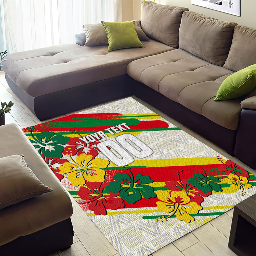 Personalized Ghana Football Area Rug Soccer Player Kick - Floral Hibiscus