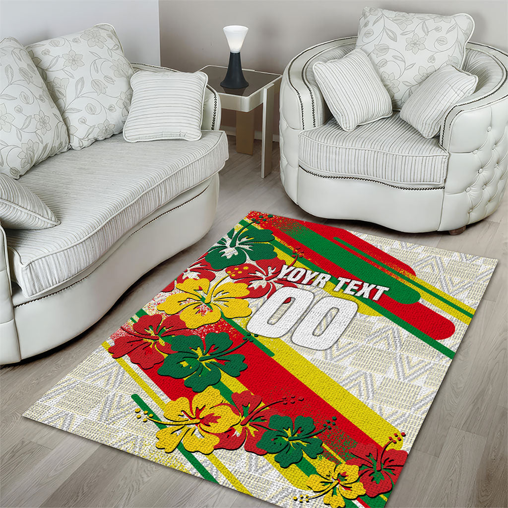 Personalized Ghana Football Area Rug Soccer Player Kick - Floral Hibiscus