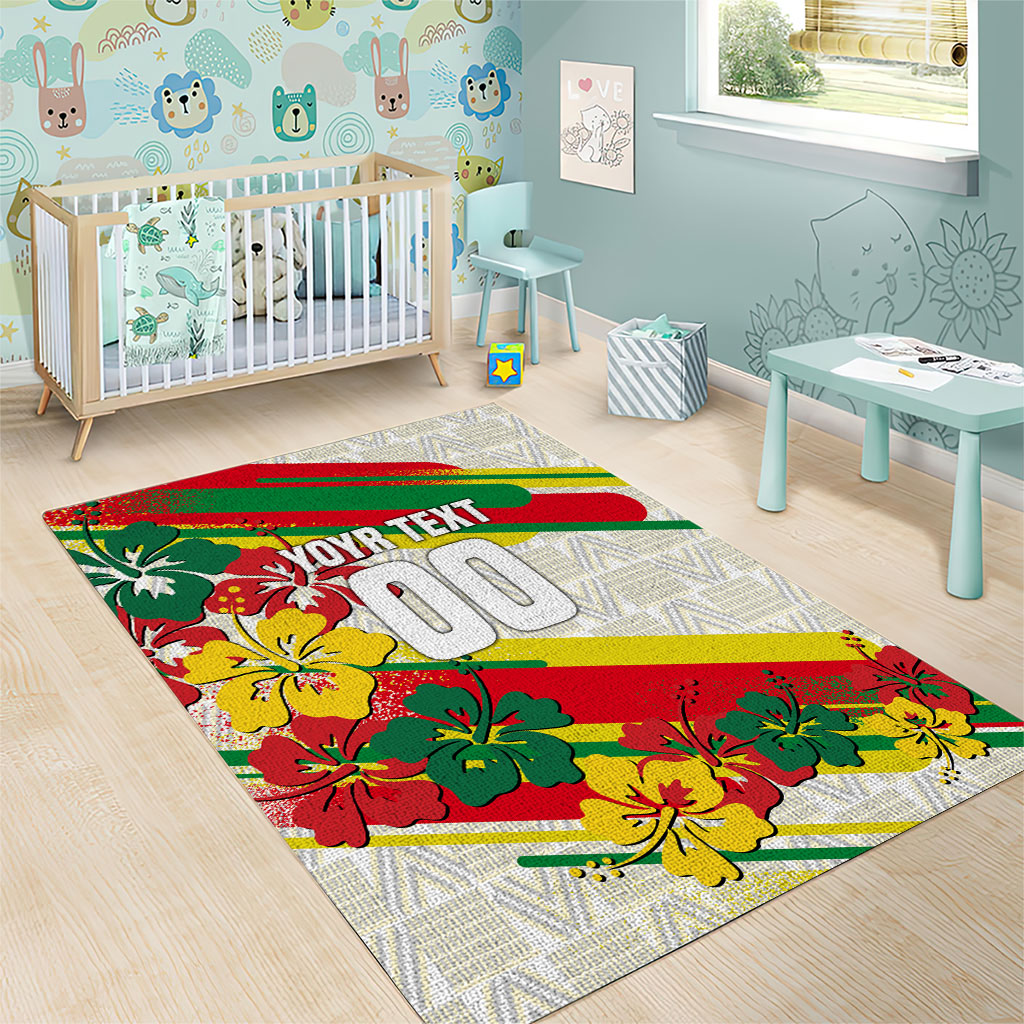 Personalized Ghana Football Area Rug Soccer Player Kick - Floral Hibiscus
