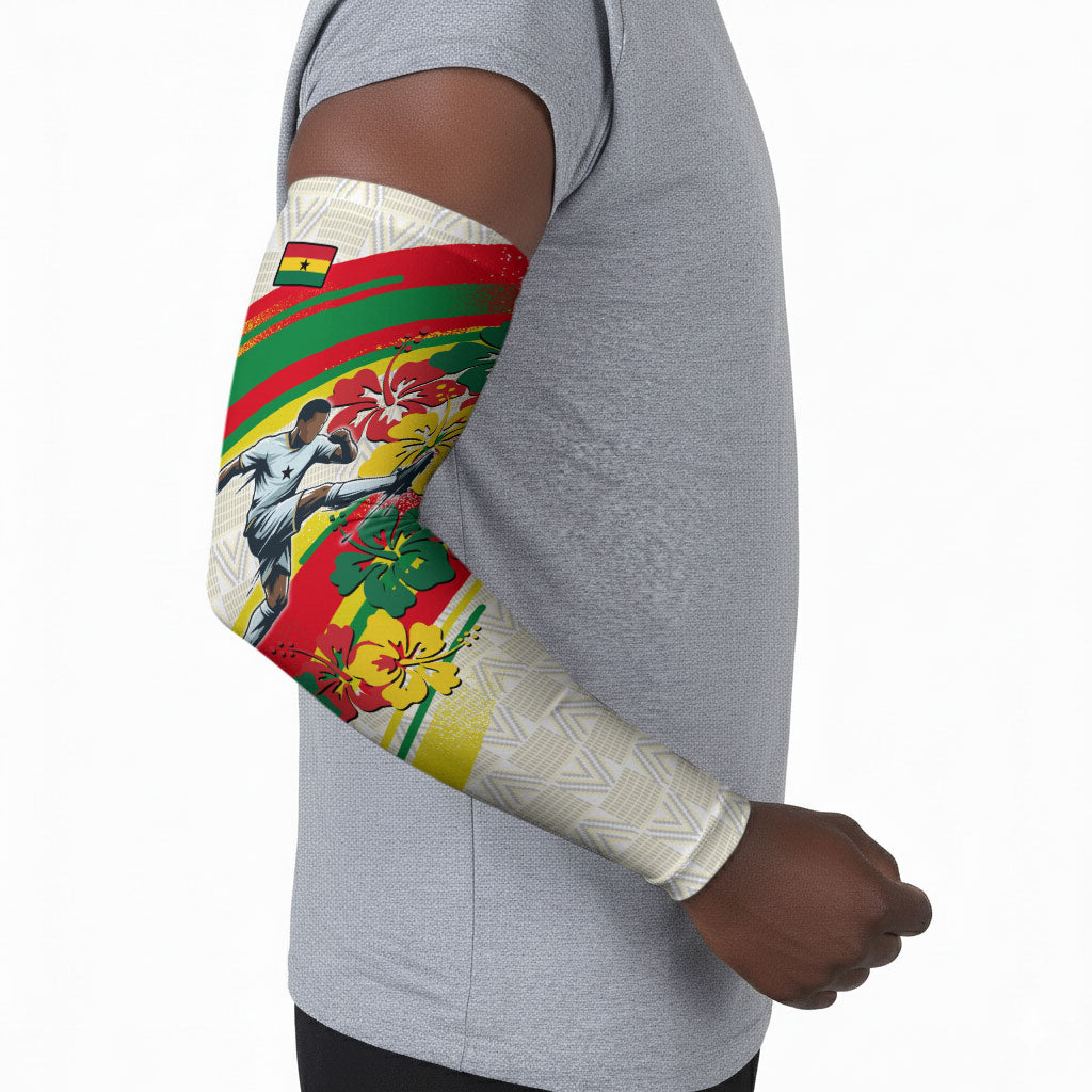 Personalized Ghana Football Arm Sleeves Soccer Player Kick - Floral Hibiscus
