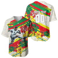Personalized Ghana Football Baseball Jersey Soccer Player Kick - Floral Hibiscus