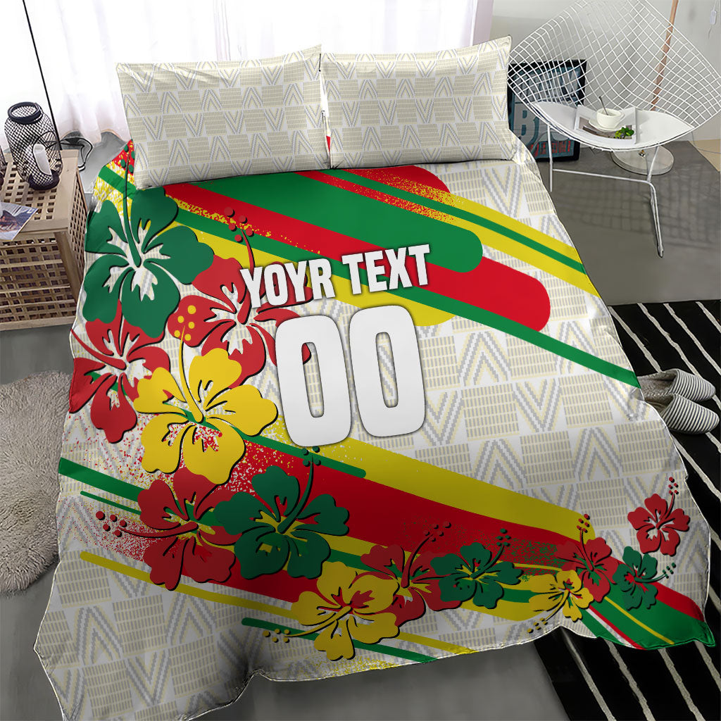 Personalized Ghana Football Bedding Set Soccer Player Kick - Floral Hibiscus