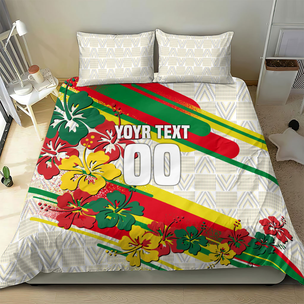 Personalized Ghana Football Bedding Set Soccer Player Kick - Floral Hibiscus
