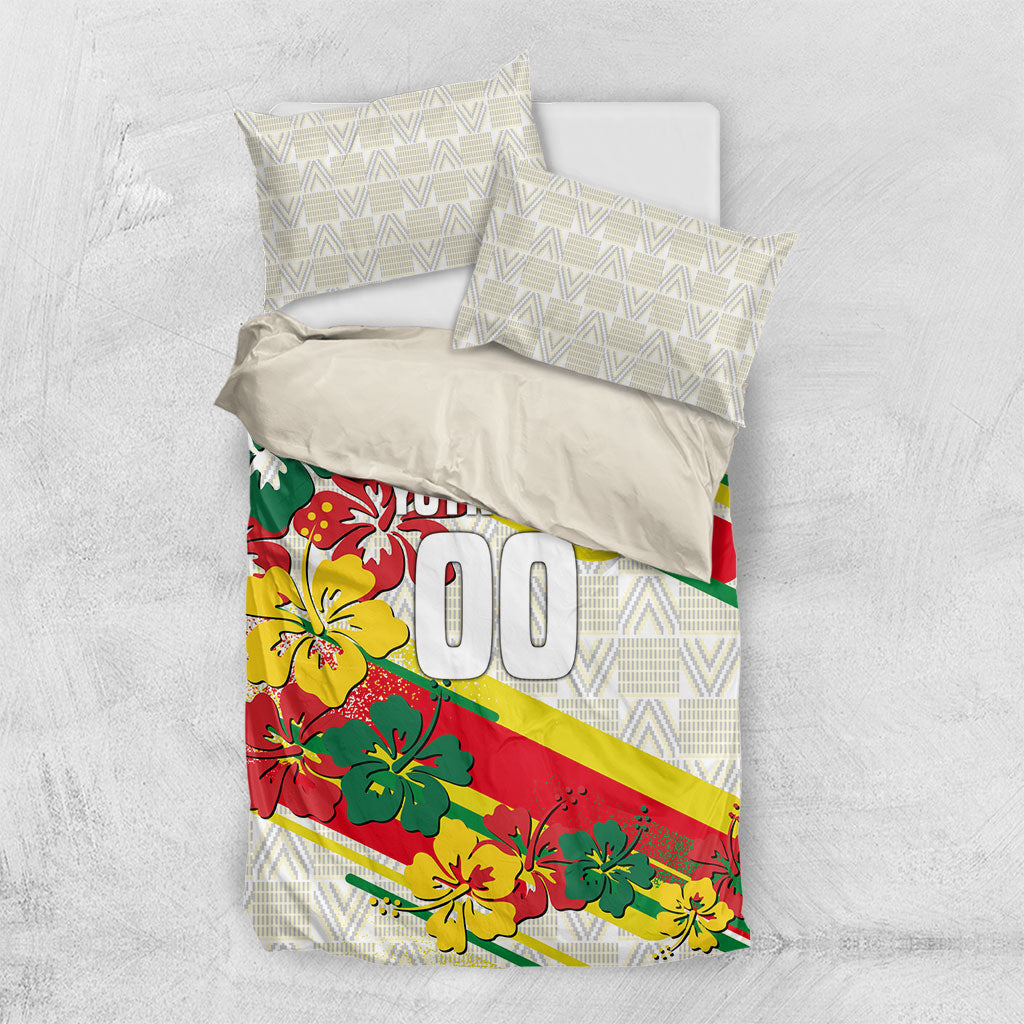 Personalized Ghana Football Bedding Set Soccer Player Kick - Floral Hibiscus