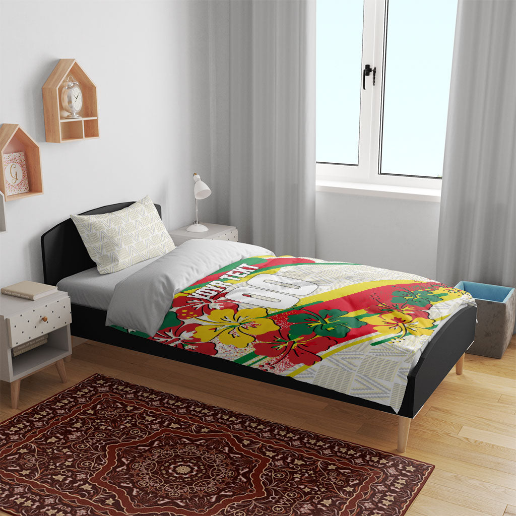 Personalized Ghana Football Bedding Set Soccer Player Kick - Floral Hibiscus