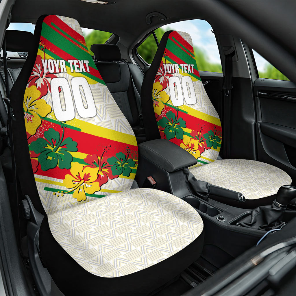 Personalized Ghana Football Car Seat Cover Soccer Player Kick - Floral Hibiscus