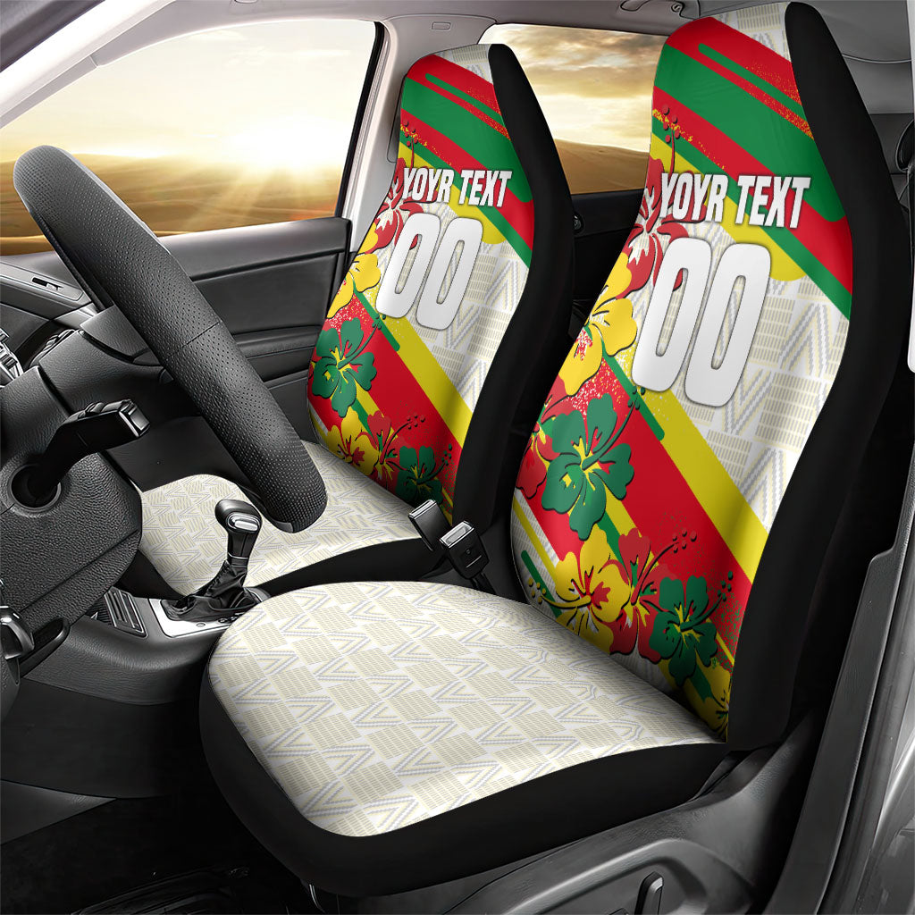 Personalized Ghana Football Car Seat Cover Soccer Player Kick - Floral Hibiscus