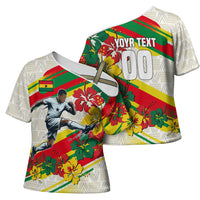 Personalized Ghana Football Cross Shoulder Shirt Soccer Player Kick - Floral Hibiscus